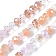 5 strenge nude/rosa facet glasperler - 4,5 x 3,5 mm.